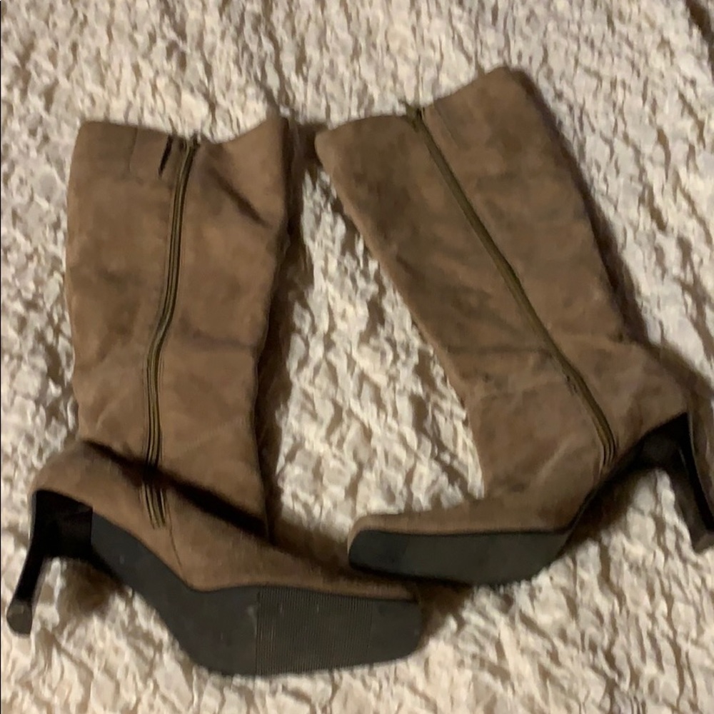 Suede camel boots.